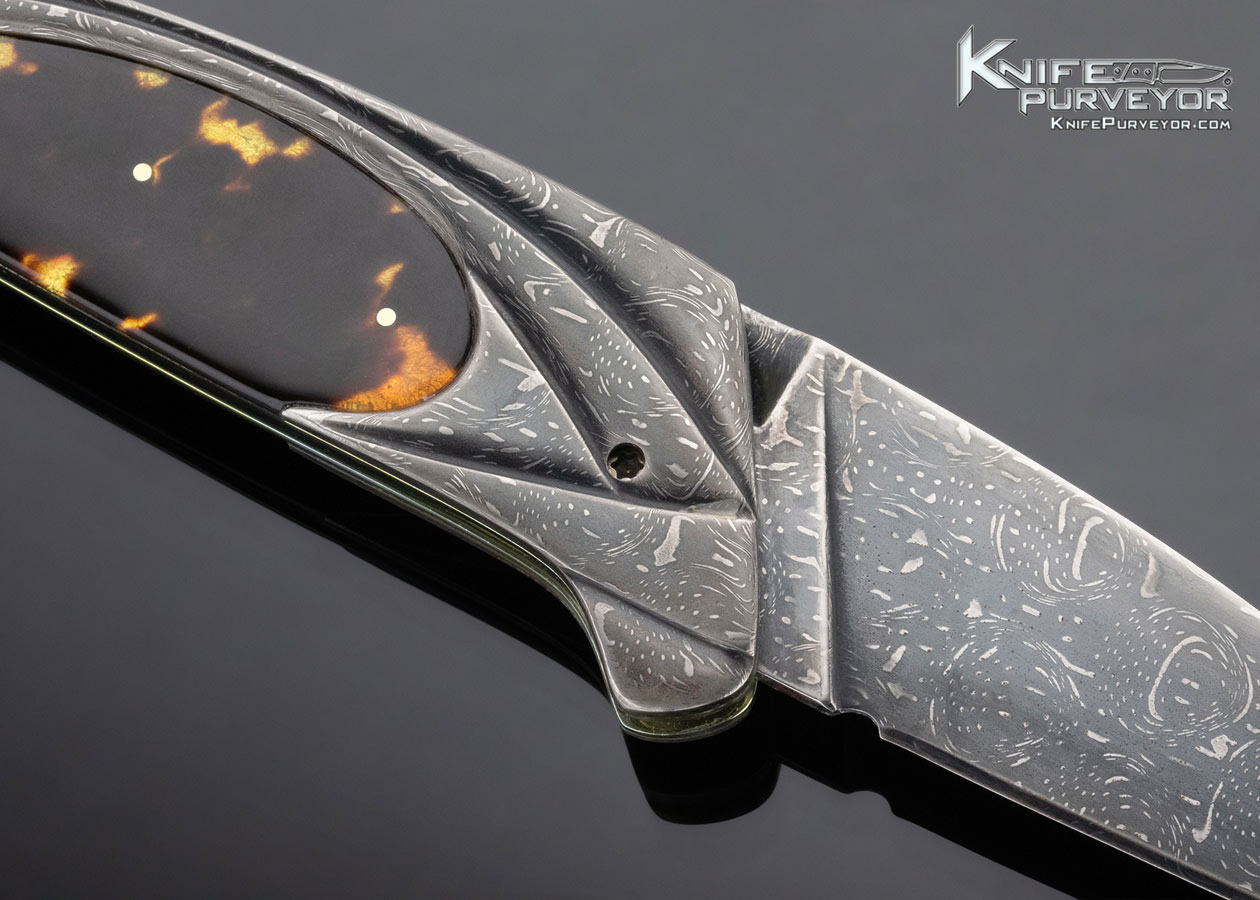 Terry Lee Renner Custom Knife Deco Wing Folder Devin Thomas Dot Matrix Damascus Lockback - Image 5