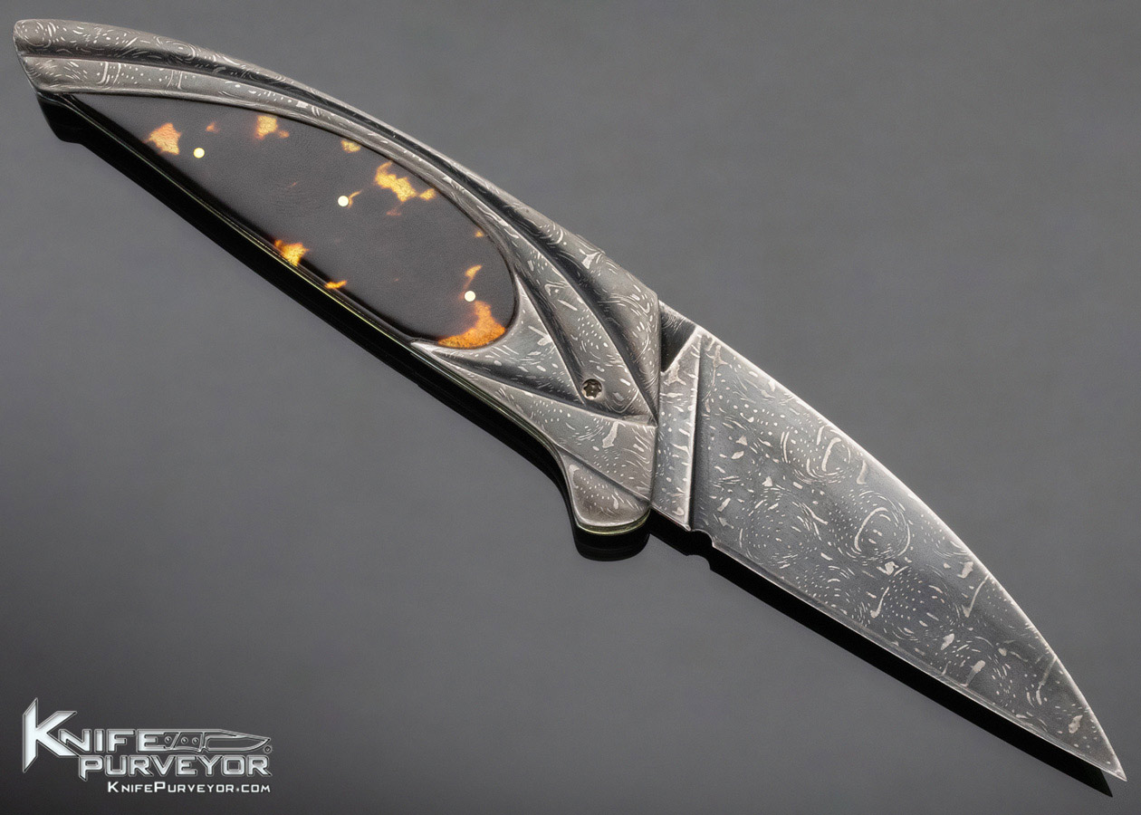 Terry Lee Renner Custom Knife Deco Wing Folder Devin Thomas Dot Matrix Damascus Lockback - Image 4