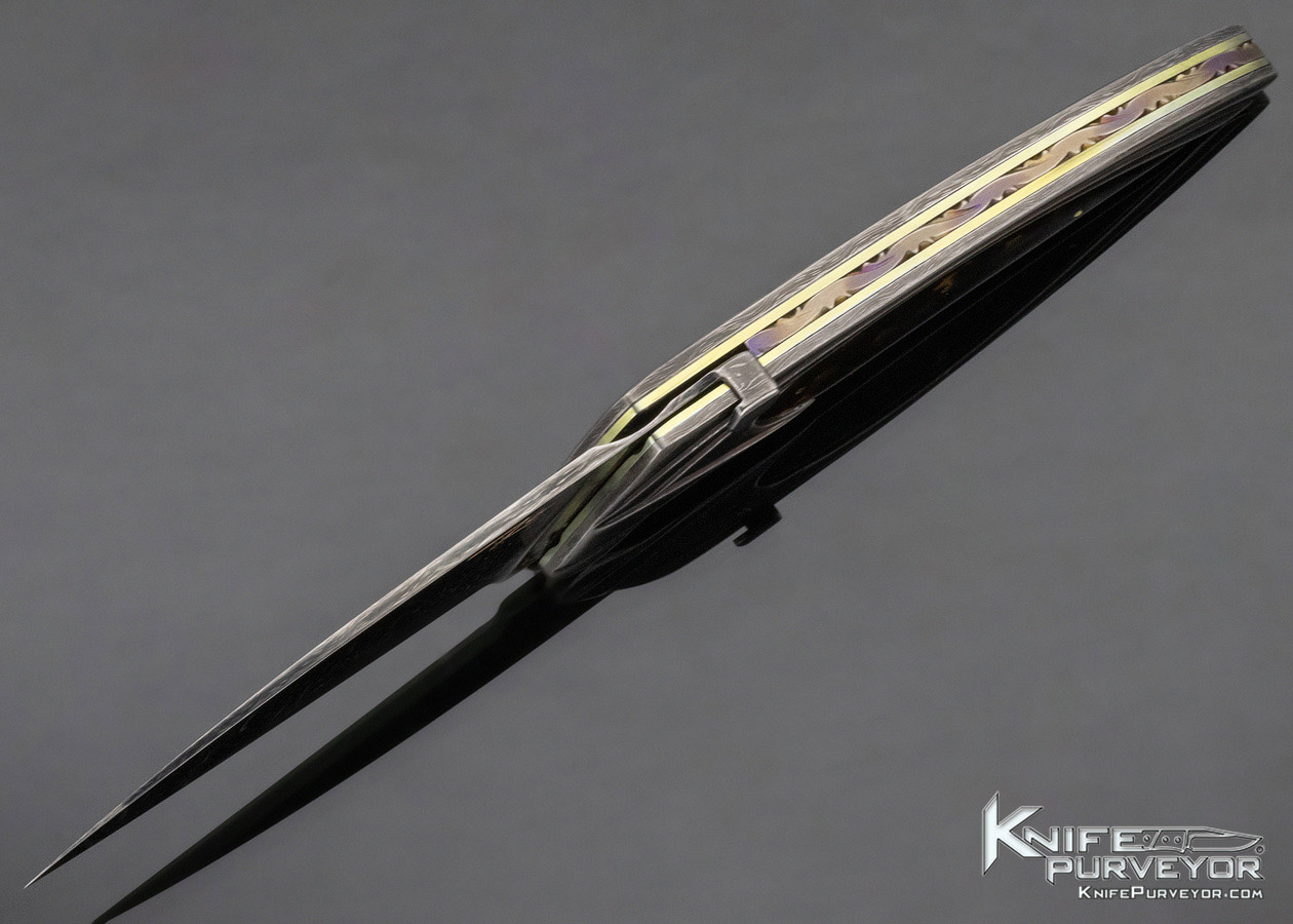 Terry Lee Renner Custom Knife Deco Wing Folder Devin Thomas Dot Matrix Damascus Lockback - Image 6