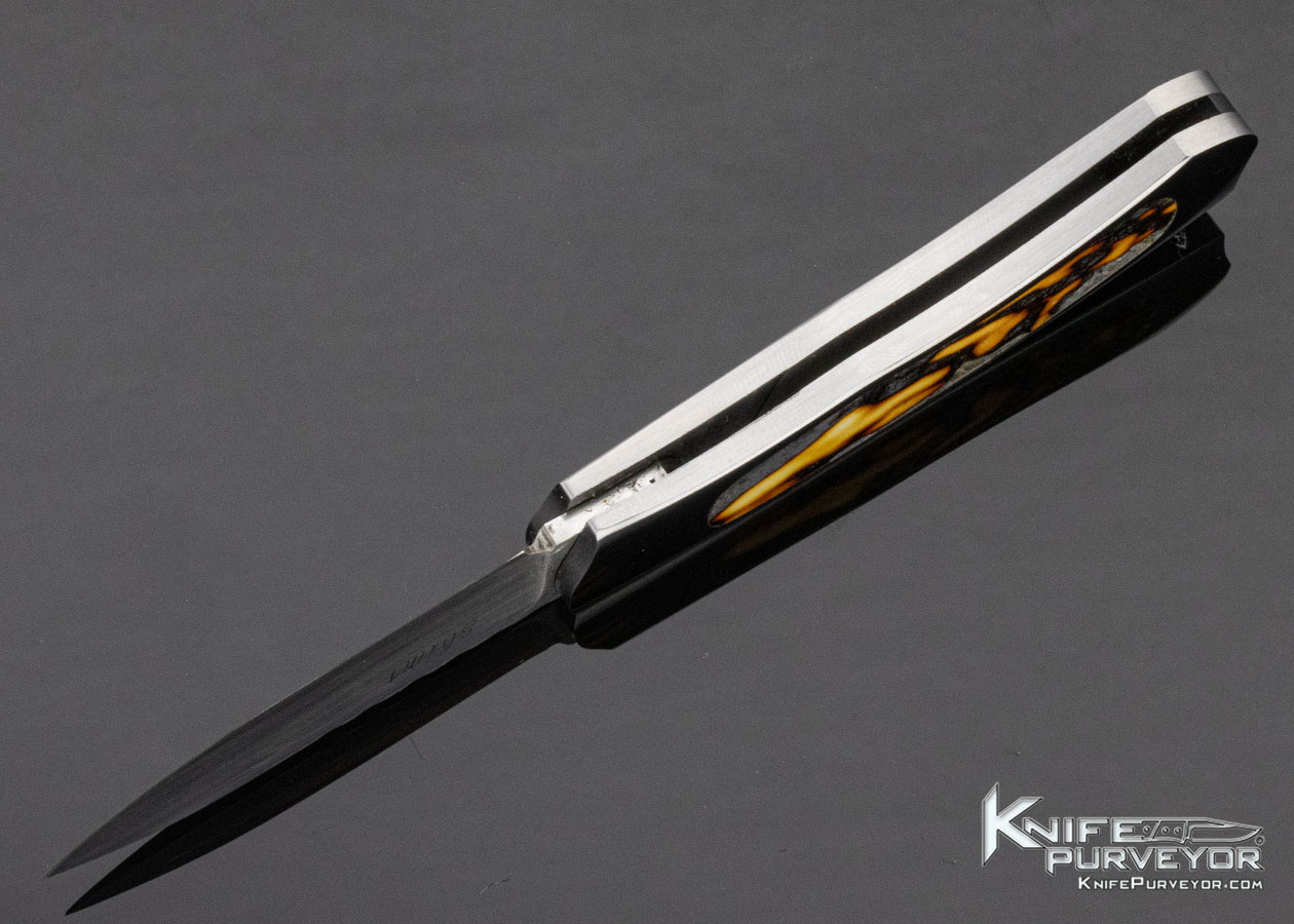 W.D. Pease Custom Knife Amber Stag Lockback 14544