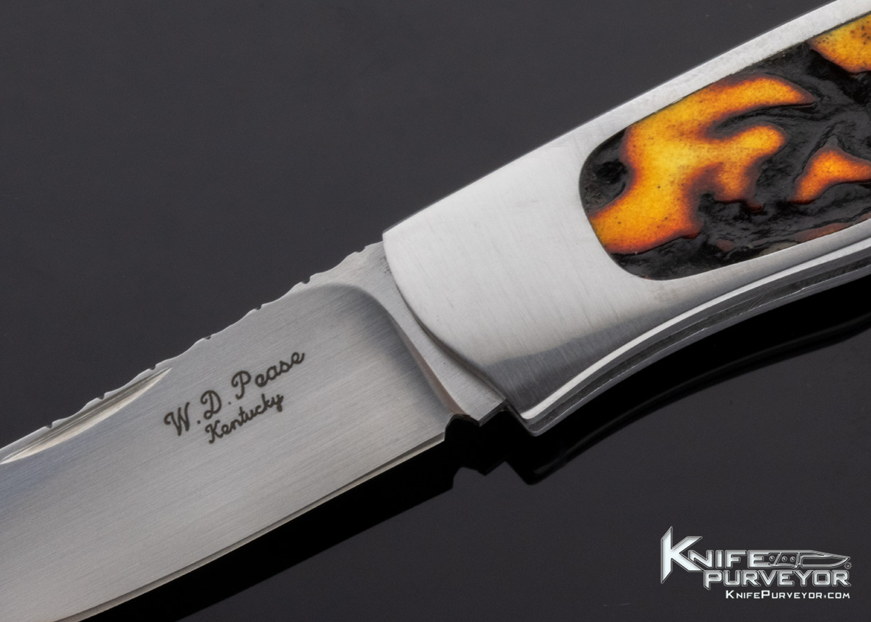 WD Pease Custom Knife Amber Stag Lockback - Image 2