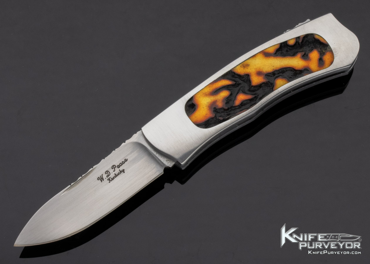 W.D. Pease Custom Knife Amber Stag Lockback 14544