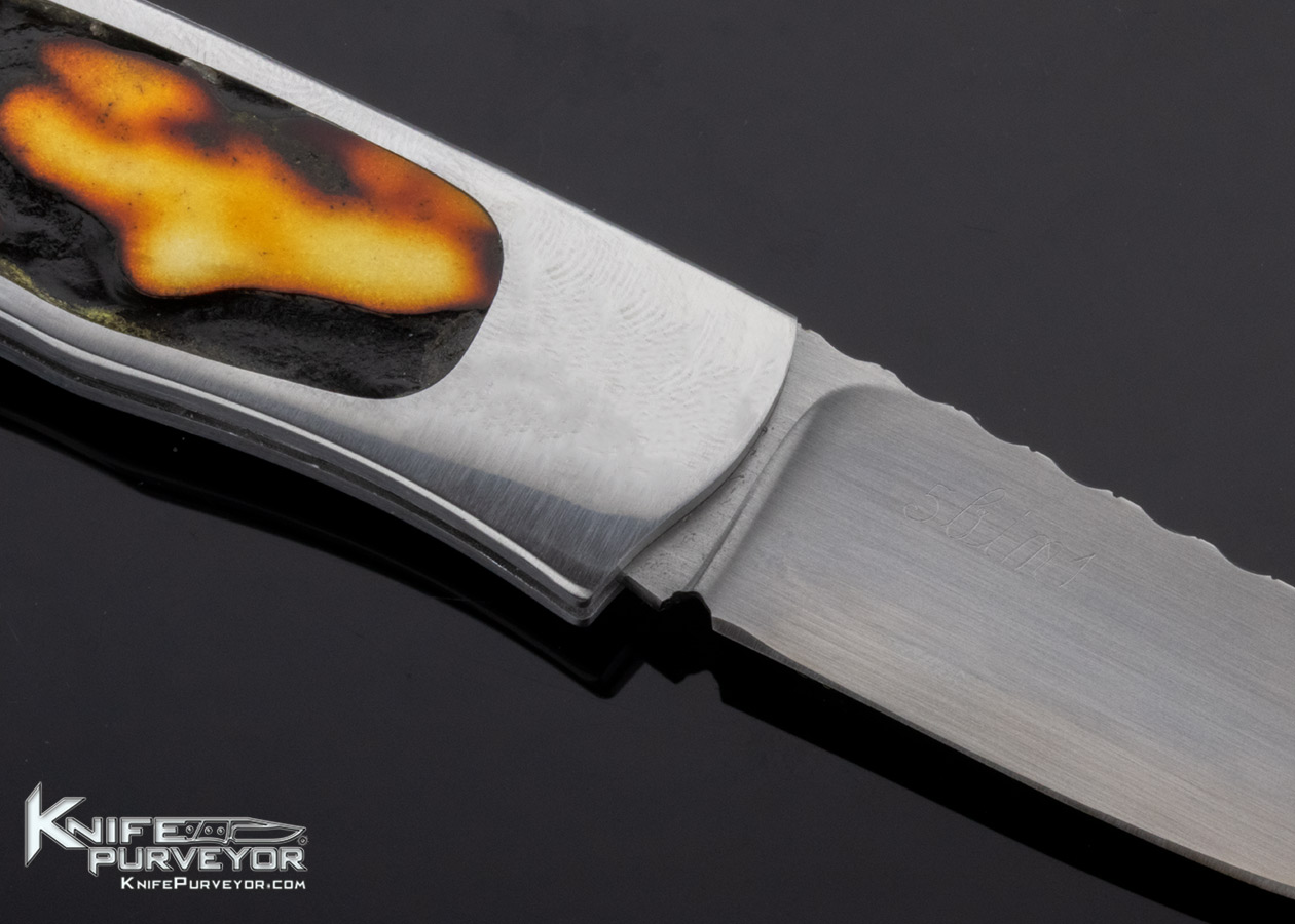 WD Pease Custom Knife Amber Stag Lockback - Image 4
