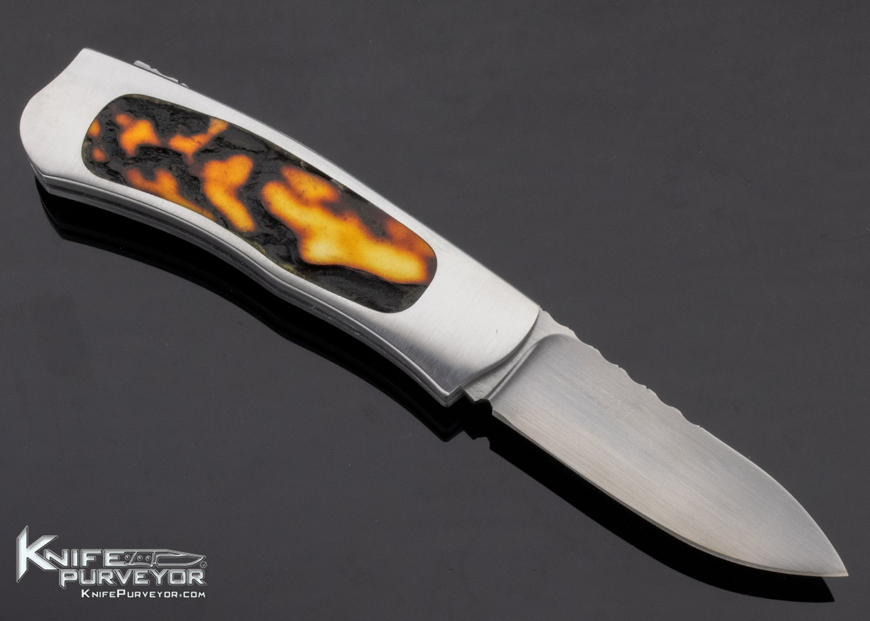 WD Pease Custom Knife Amber Stag Lockback - Image 3