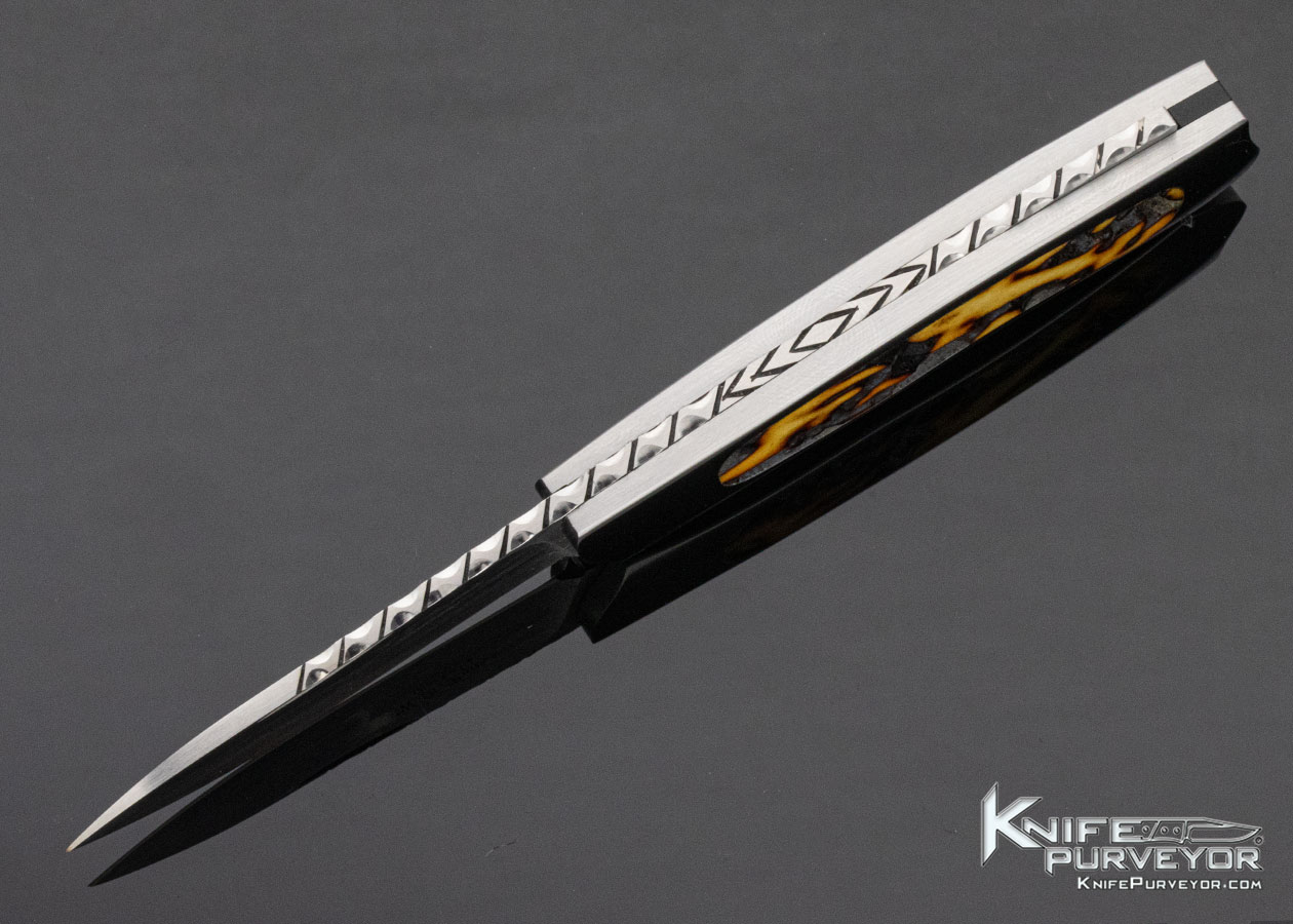 WD Pease Custom Knife Amber Stag Lockback - Image 6
