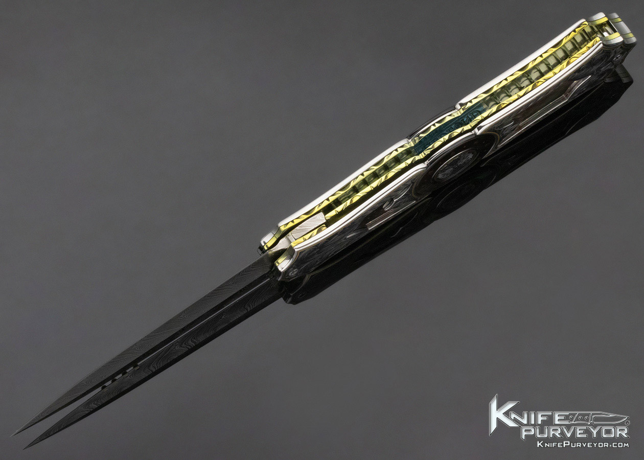 Anders Hedlund Custom Knife Engraved Presentation Grade w/ Gold Pins and Inlays Tahitian Black Lip Pearl - Image 7