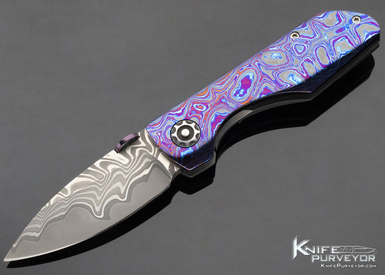 Blaine Moen Cobalt Customs Custom Knives San Mai Damascus Zircuti Framelock 11546