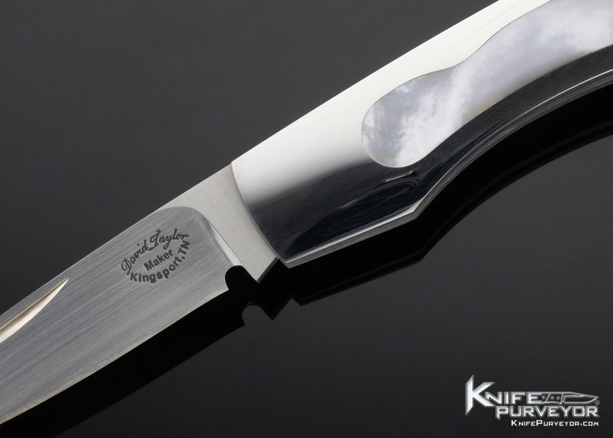 David Taylor Custom Knife Mother of Pearl Interframe Lockback - Image 2
