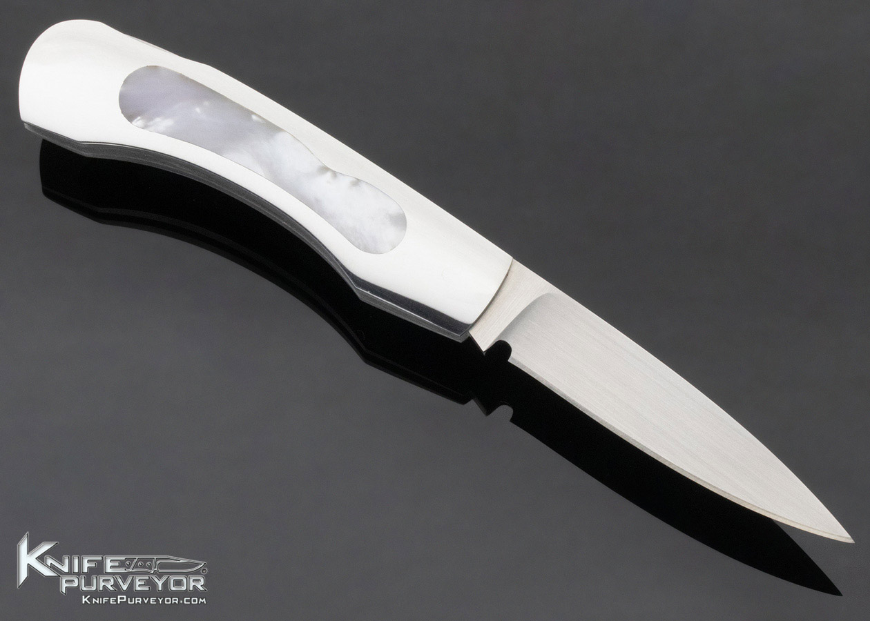 David Taylor Custom Knife Mother of Pearl Interframe Lockback - Image 4