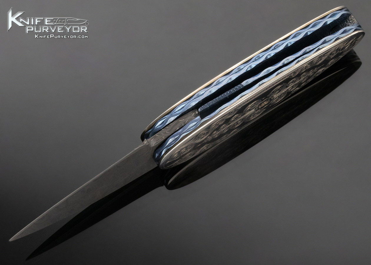 Kelly Carlson Custom Knife Sterling Silver Egg Folder with Mike Norris "Raindrop" Damascus Linerlock - Image 7