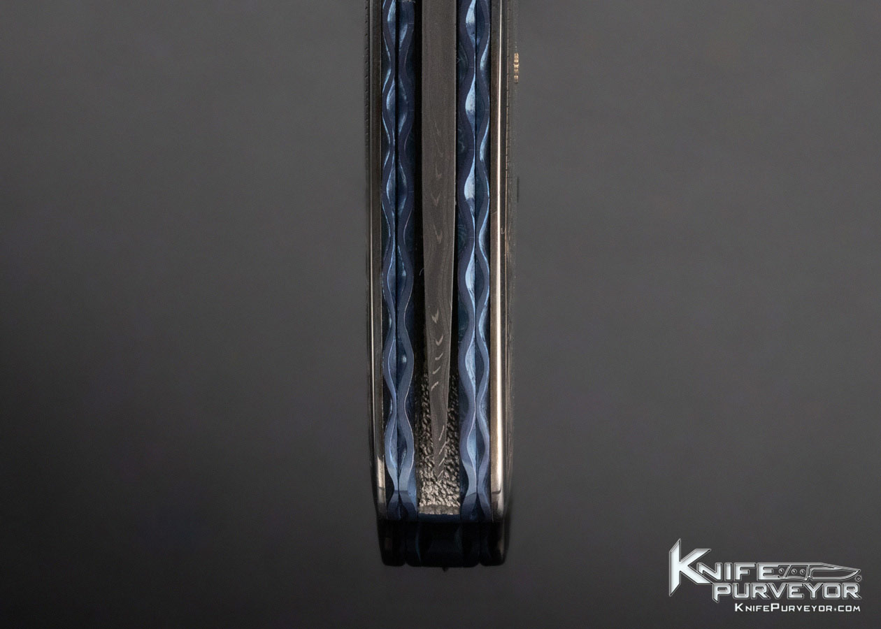 Kelly Carlson Custom Knife Sterling Silver Egg Folder with Mike Norris "Raindrop" Damascus Linerlock - Image 8