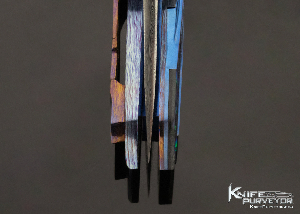 Ron Best Custom Knife "Fire Hawk" Timascus and Mosaic Damascus Framelock Flipper - Image 8
