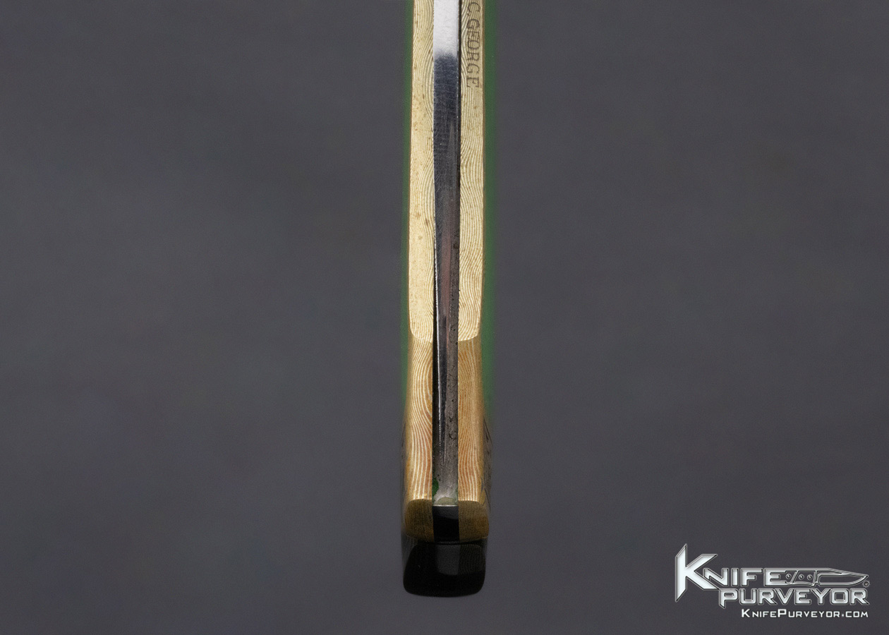 Scott Sawby Custom Knife Christy George Engraved Jade, Mokume and Damascus Self Lock - Image 8