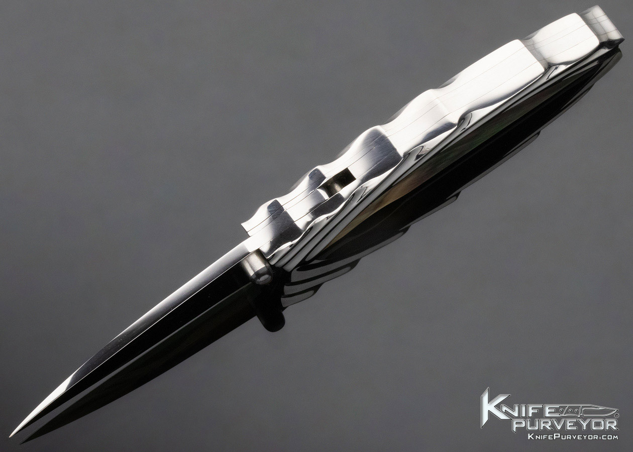 Koji Hara Custom Knife Fluted Linerlock with Black Lip Pearl - Image 6