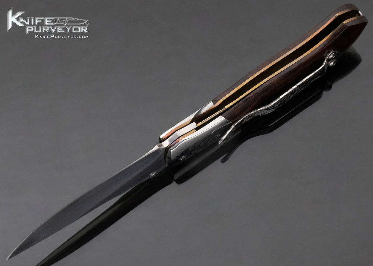 Mike Irie Custom Knife Model 1 Ironwood and Damascus Linerlock - Image 7
