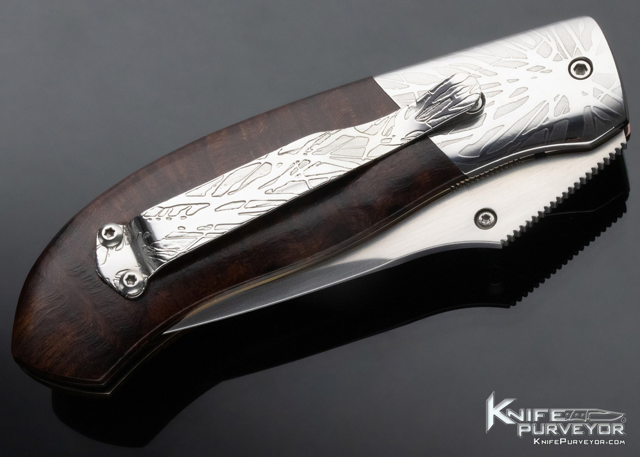 Mike Irie Custom Knife Model 1 Ironwood and Damascus Linerlock - Image 5