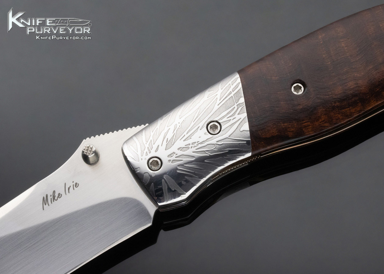 Mike Irie Custom Knife Model 1 Ironwood and Damascus Linerlock - Image 2