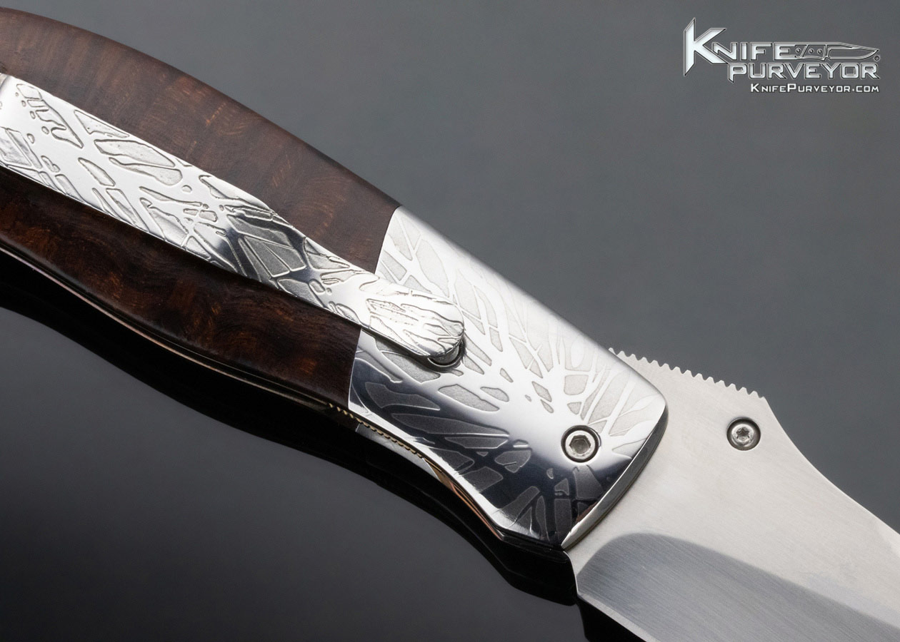 Mike Irie Custom Knife Model 1 Ironwood and Damascus Linerlock - Image 4