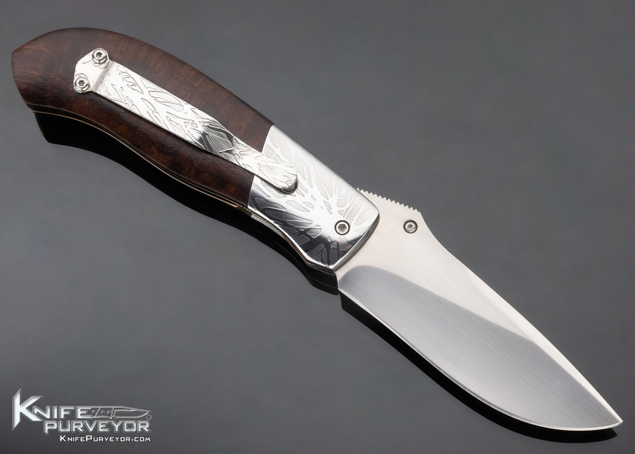 Mike Irie Custom Knife Model 1 Ironwood and Damascus Linerlock - Image 3