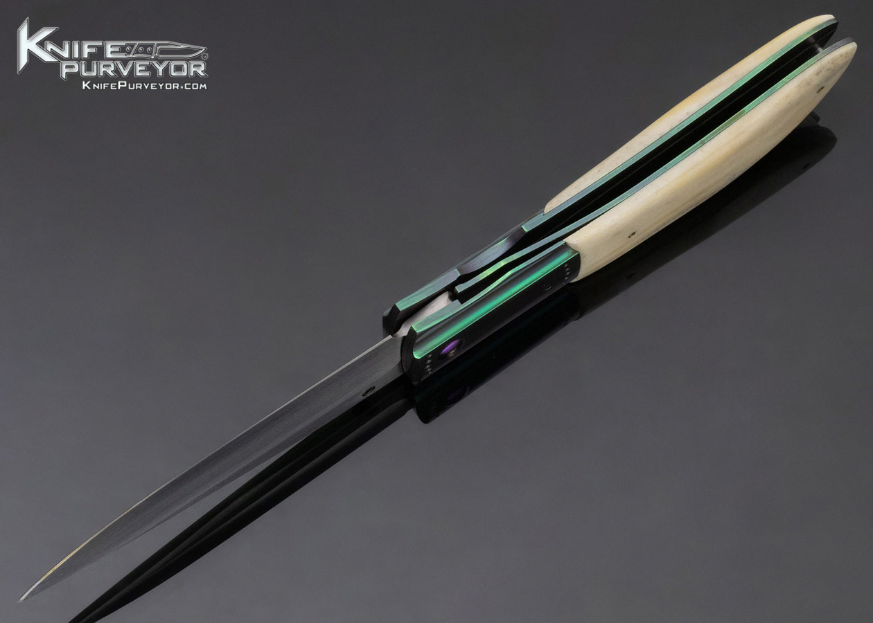 Ernie Emerson Custom Knife Halfmoon Pre-Tac Polished Stag and Titanium linerlock - Image 7