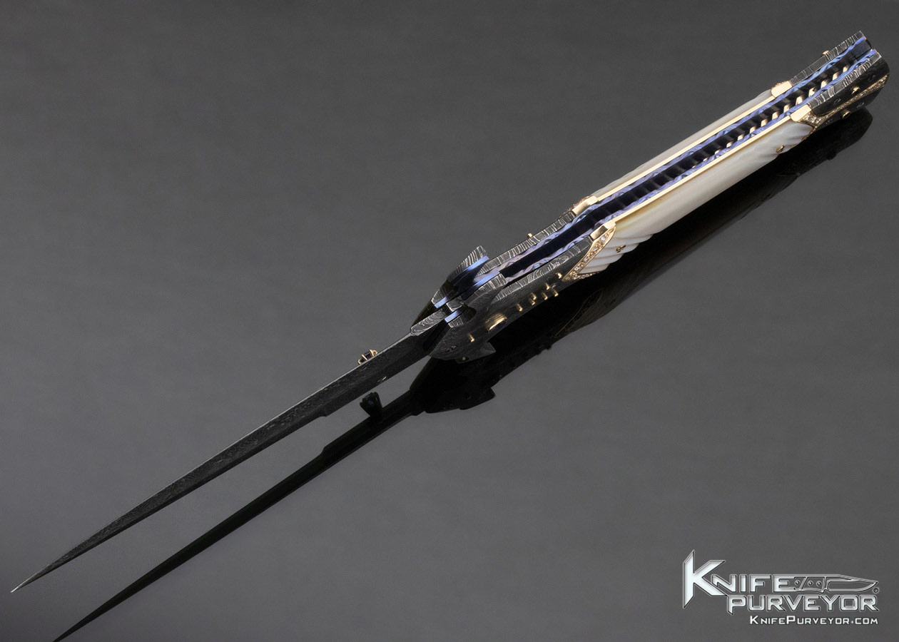George Dailey Custom Knife 18Kt Gold Diamond & Sapphire Encrusted Linerlock Dagger - Image 9