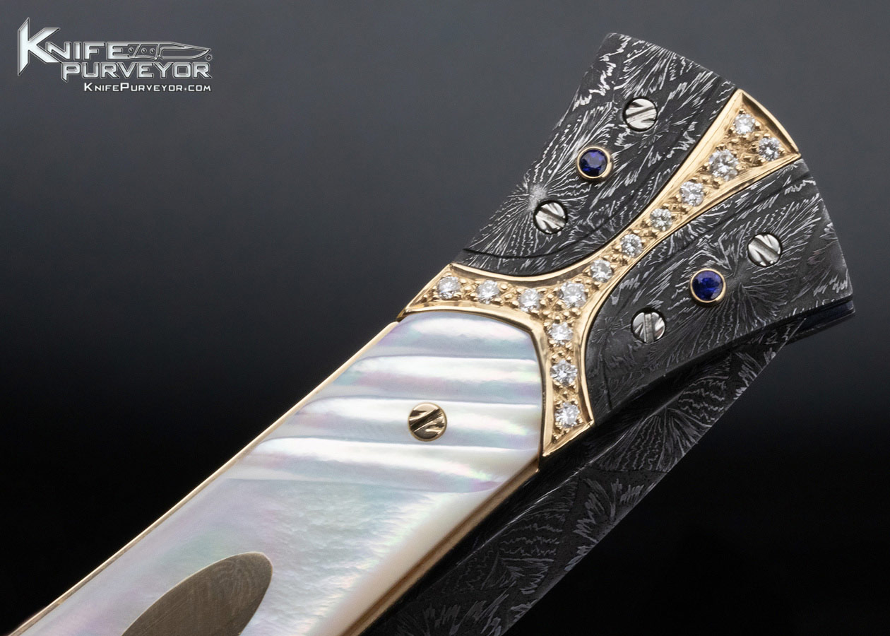 George Dailey Custom Knife 18Kt Gold Diamond & Sapphire Encrusted Linerlock Dagger - Image 3