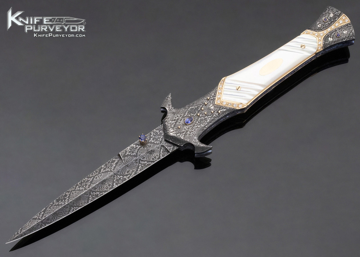 George Dailey Custom Knife Diamond & Sapphire Encrusted Linerlock Dagger 11782