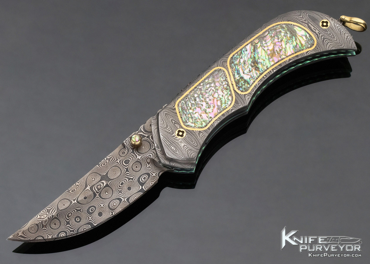 Matthew Lerch Custom Knife Credit Card Auto Abalone Linerlock 11663