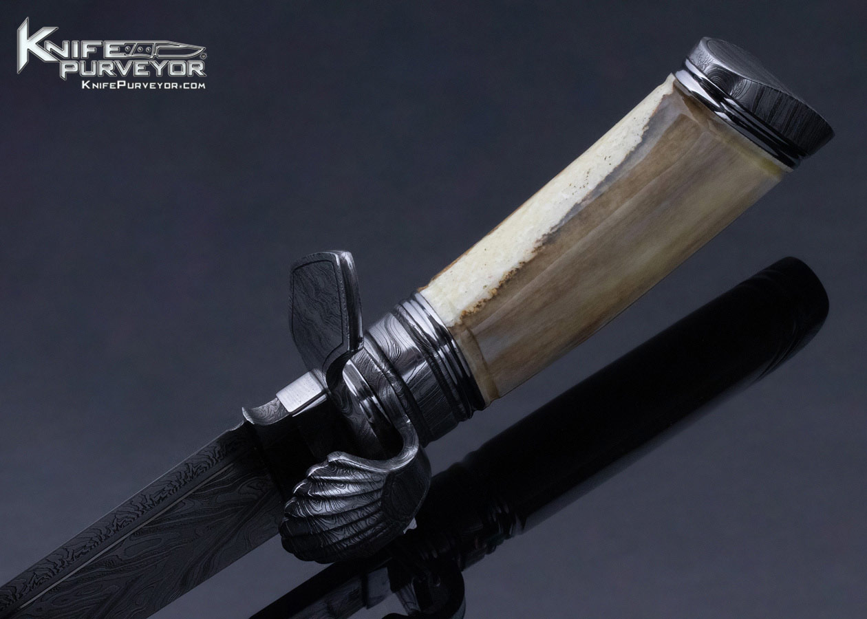 Michael Andersson Custom Knife Fossil Walrus Bone & 4 Bar Damascus Fixed Blade - Image 9