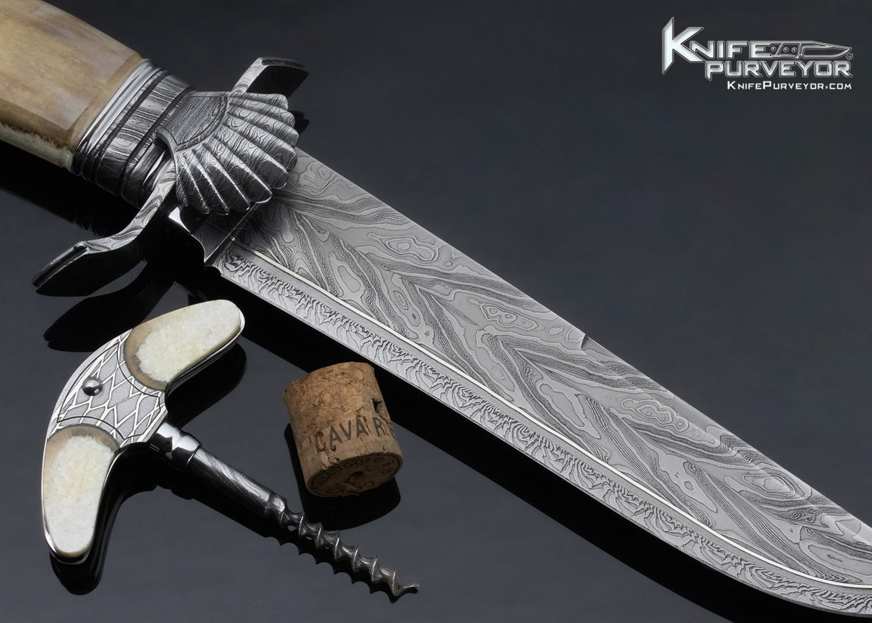 Michael Andersson Custom Knife Fossil Walrus Bone & 4 Bar Damascus Fixed Blade - Image 6