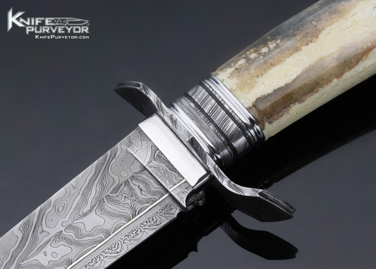 Michael Andersson Custom Knife Fossil Walrus Bone & 4 Bar Damascus Fixed Blade - Image 2