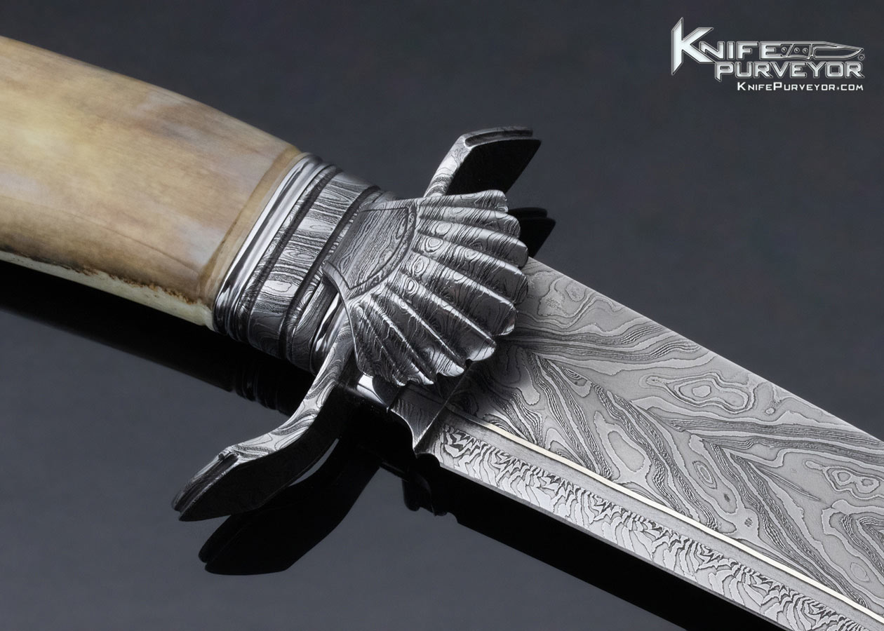 Michael Andersson Custom Knife Fossil Walrus Bone & 4 Bar Damascus Fixed Blade - Image 5