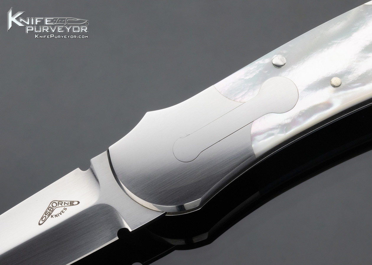 Warren Osborne Custom Mother of Pearl Gravity Knife Trapdoor Lever Lock - Image 2