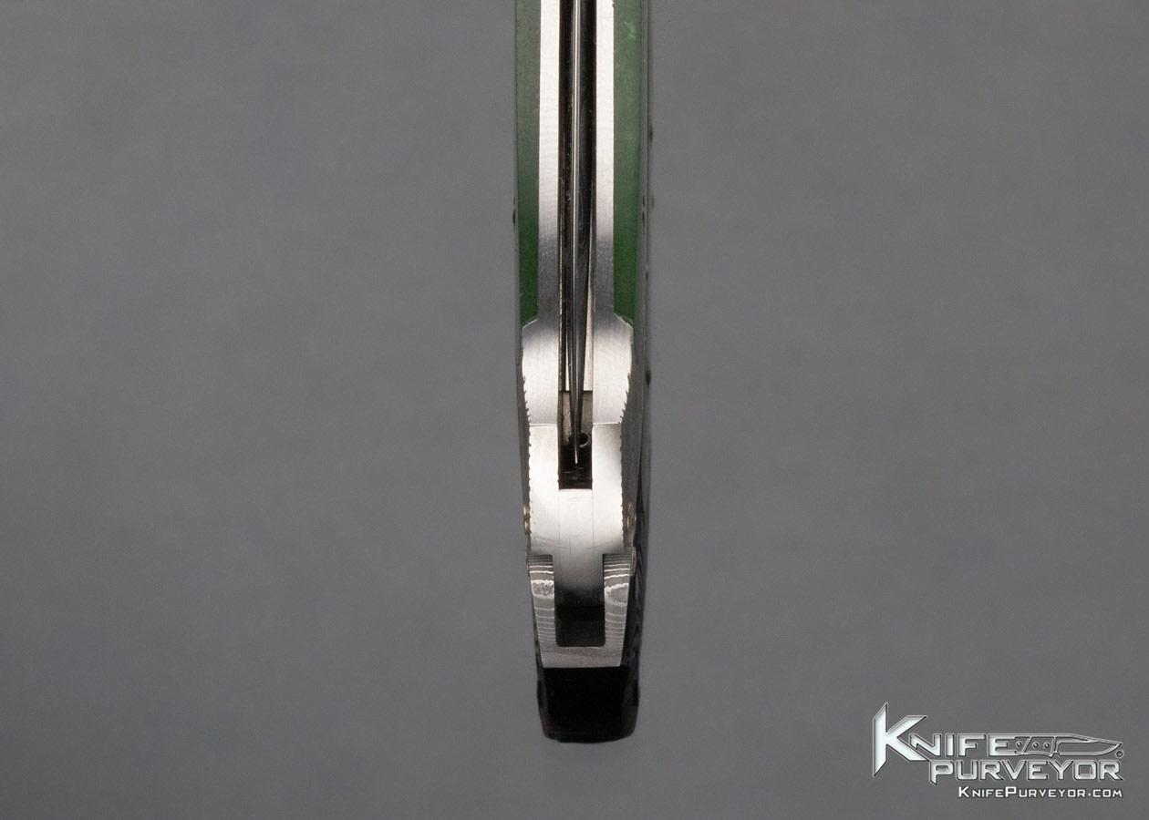 Warren Osborne Custom Knife Jade and Damascus Automatic Lockback Dagger - Image 8