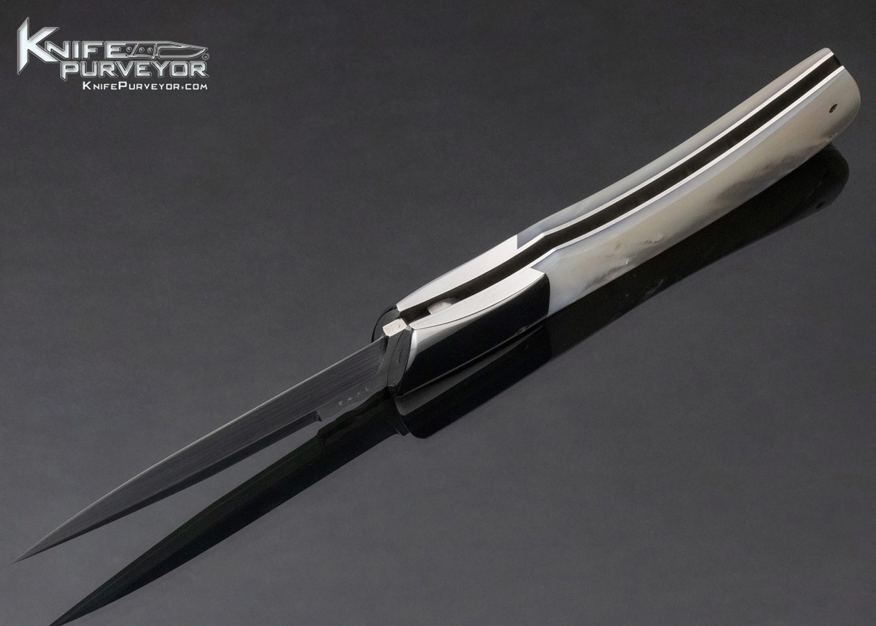 Charlie Dake Custom Knife Mother of Pearl Button Lock Automatic - Image 6