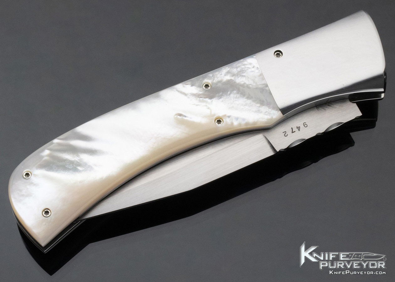 Charlie Dake Custom Knife Mother of Pearl Button Lock Automatic - Image 5