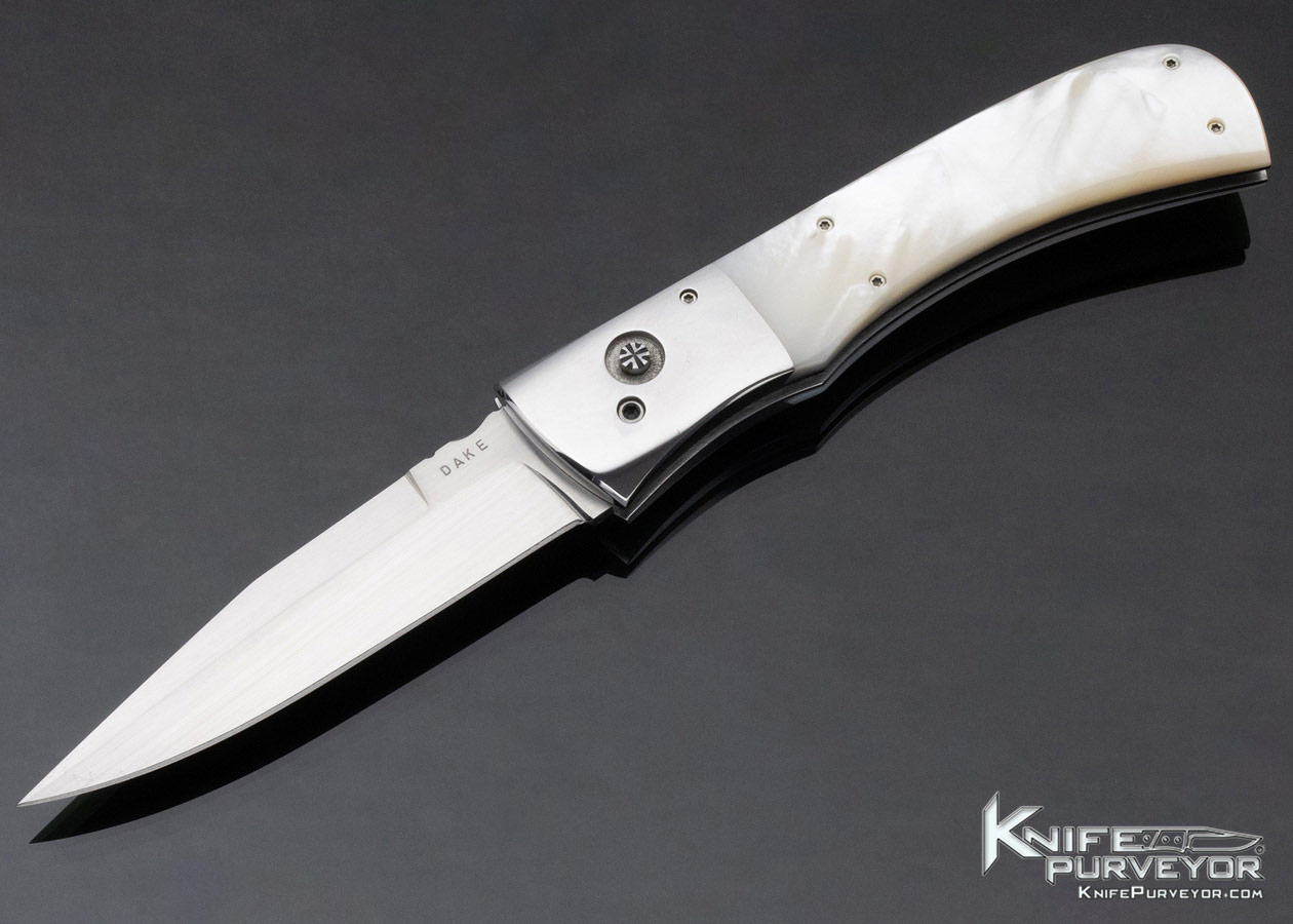 Charlie Dake Custom Knife Mother of Pearl Button Lock Automatic 11869