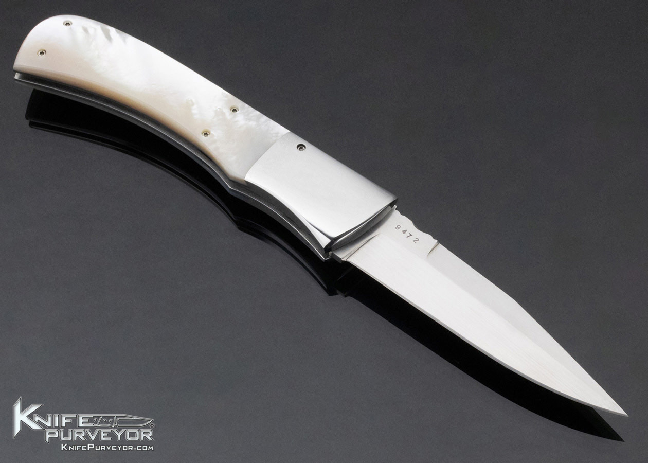 Charlie Dake Custom Knife Mother of Pearl Button Lock Automatic - Image 3