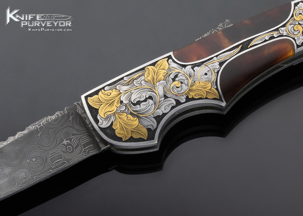 Joe Kious Custom Knife Engraved by Joe Mason Amber Auto Mid lock - Image 2