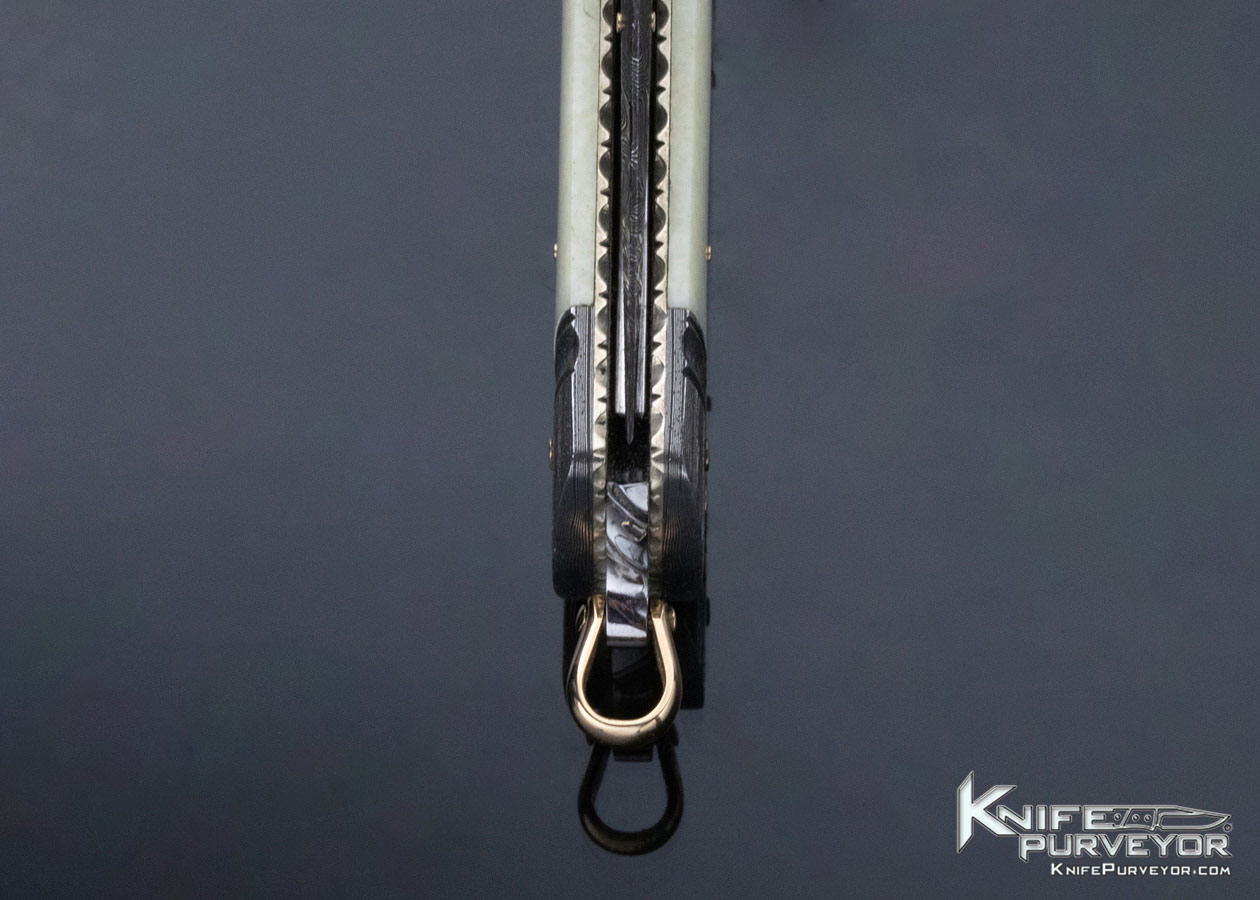 Kay Embretsen Custom Knife Fossil Walrus and Sole Authorship Multibar Damascus Lockback - Image 8