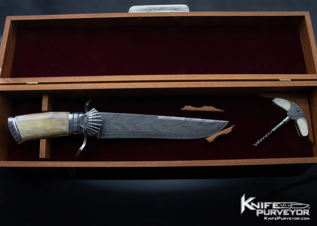 Michael Andersson Custom Knife Fossil Walrus Bone & 4 Bar Damascus Fixed Blade - Image 12
