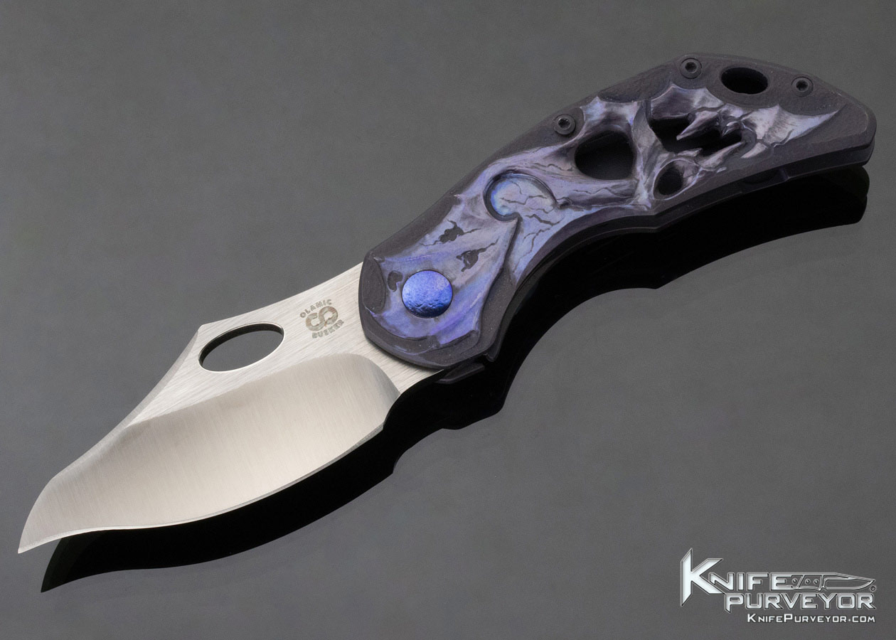 Olamic Olamic Custom Knife Hand Carved by Andrei Kolesnikov "Zagan" Busker Framelock Front Flipper 12075