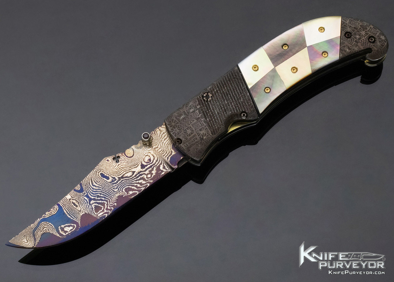 Peter Martin Custom Knife Checkerboard Bolster Release D/A Auto Linerlock 14622