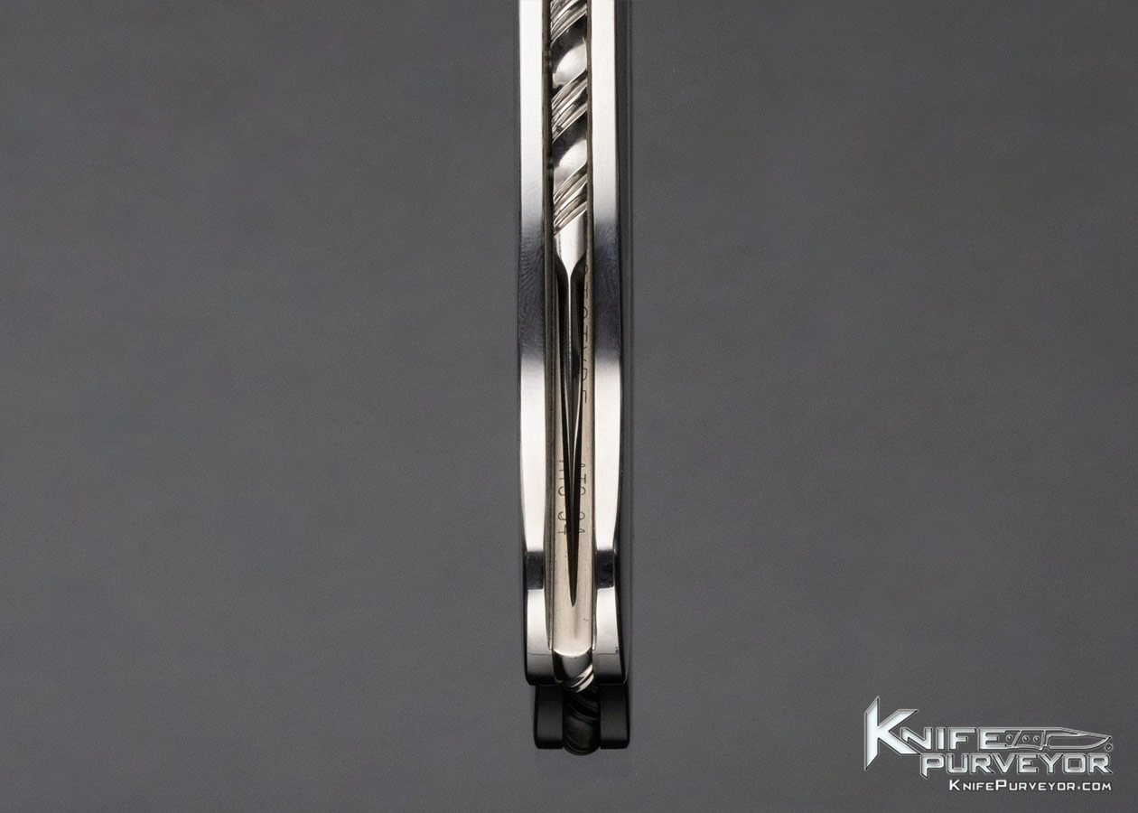 Phil Boguszewski Custom Knife 10 Piece Black Lip Pearl Inlaid Front Flipper Linerlock Dagger - Image 8