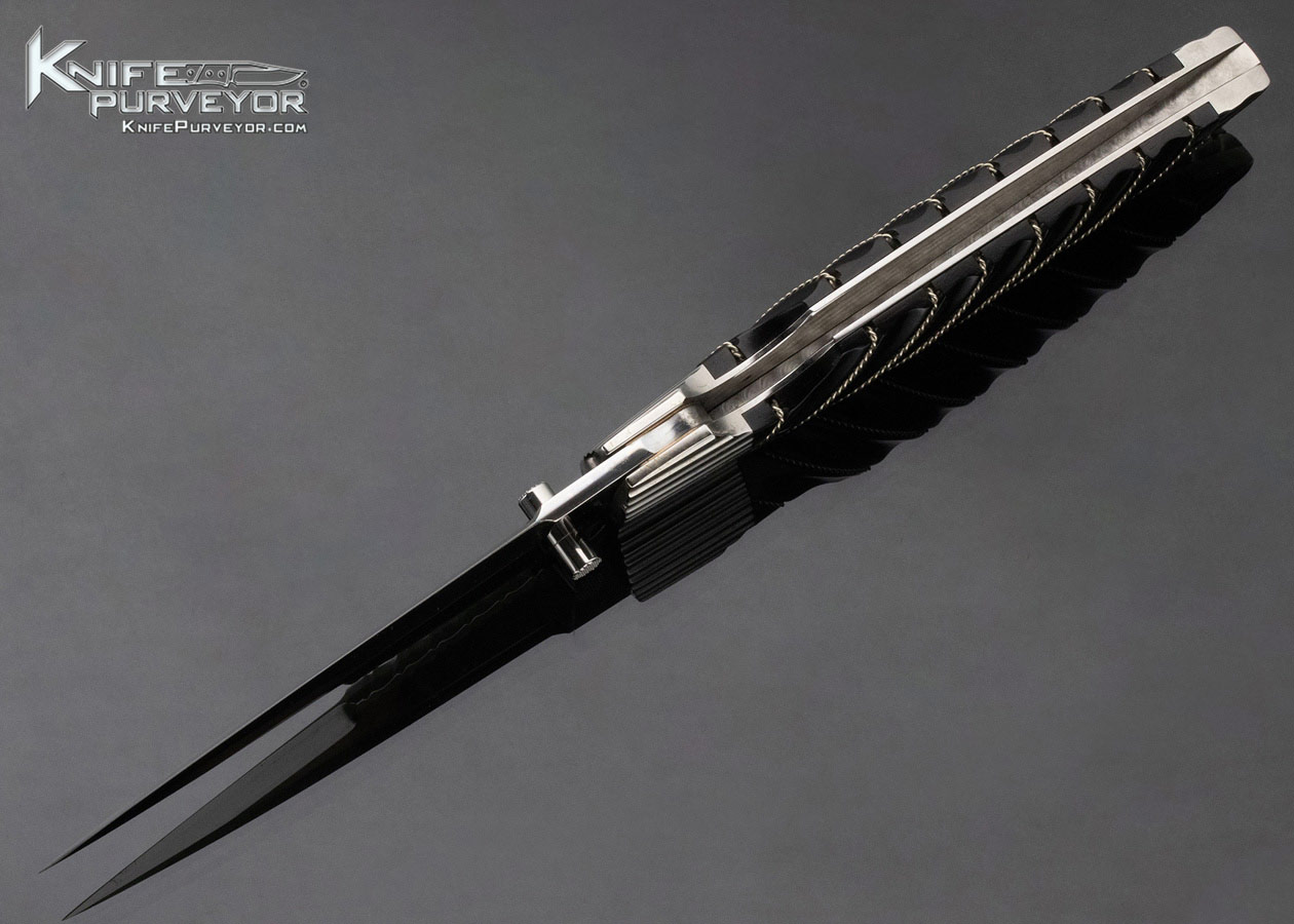 Phil Boguszewski Custom Knife Fluted Ebony with Braided Silver Wire J.W. Townsend Design Lockback Dagger #2 - Image 7