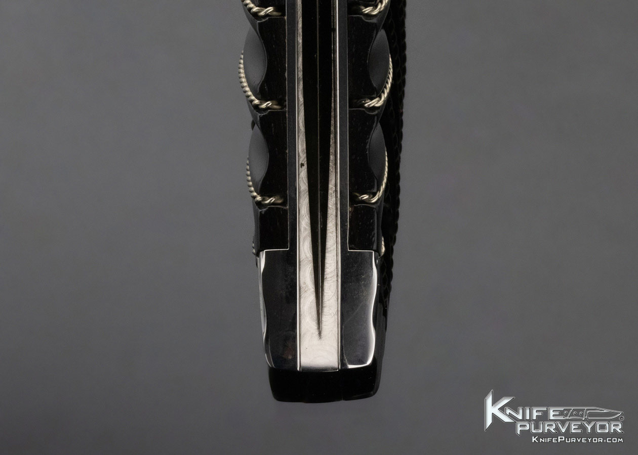 Phil Boguszewski Custom Knife Fluted Ebony with Braided Silver Wire J.W. Townsend Design Lockback Dagger #2 - Image 8