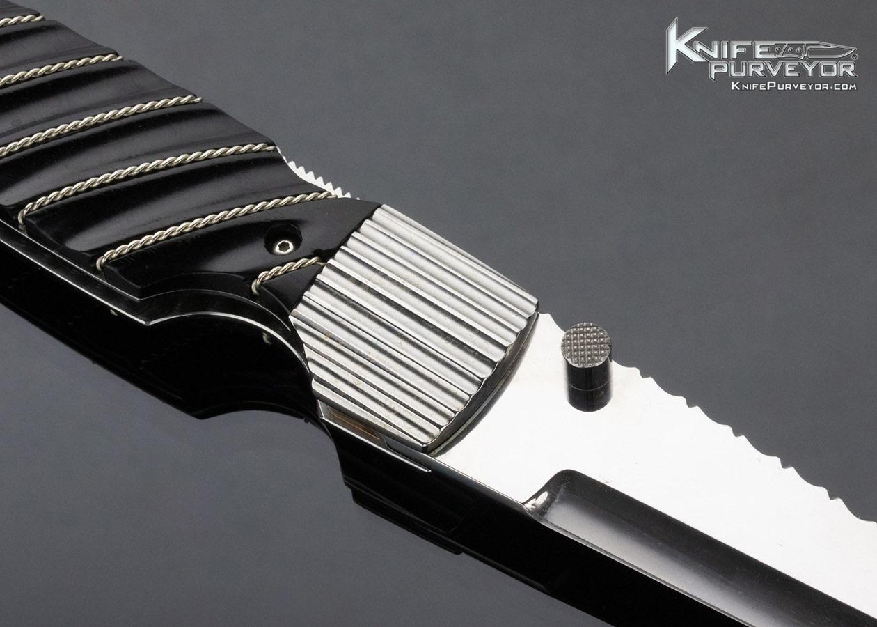 Phil Boguszewski Custom Knife Fluted Ebony with Braided Silver Wire J.W. Townsend Design Lockback Dagger #2 - Image 4