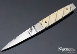 Phil Boguszewski Custom Knife Fluted Mammoth with Braided Silver Wire Lockback Spike #6 11804