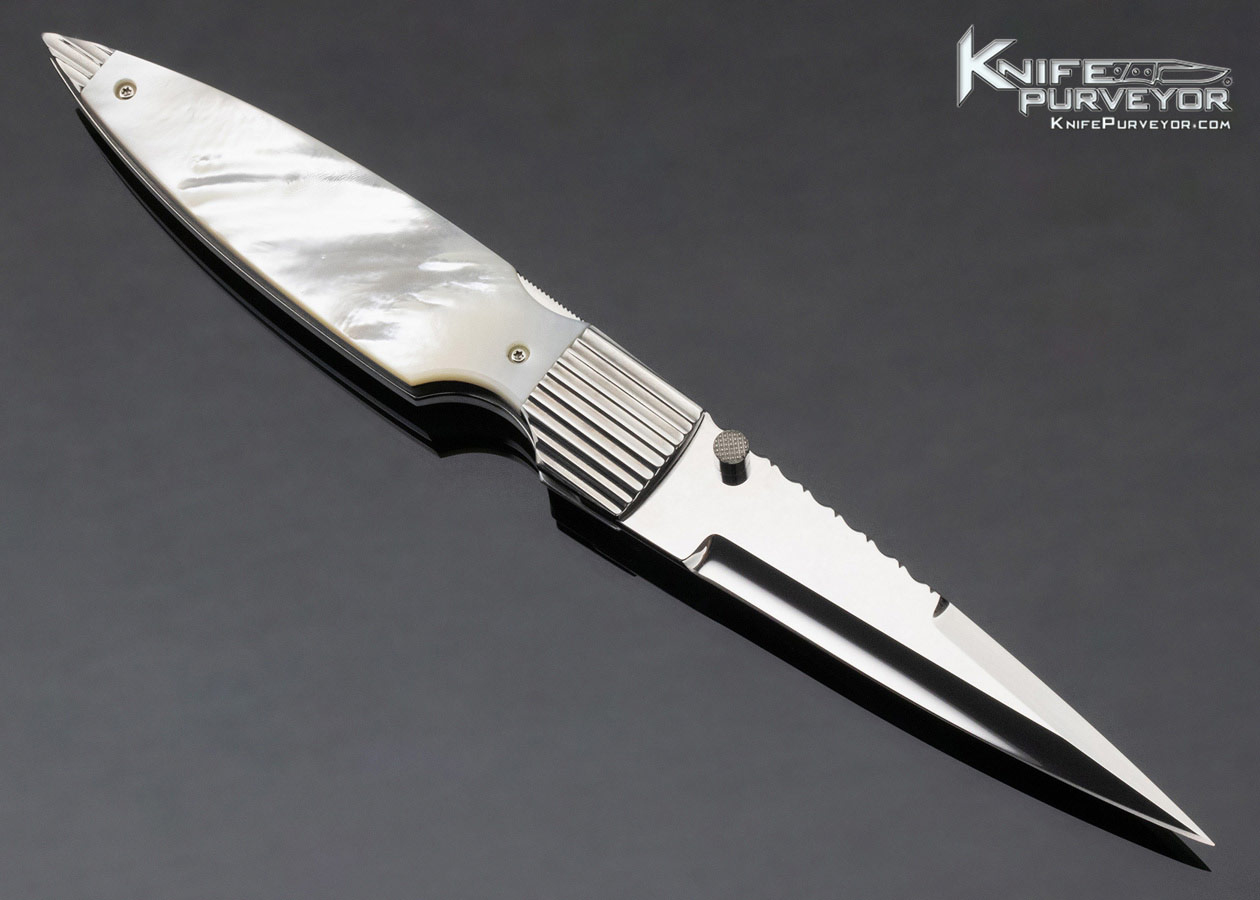 Phil Boguszewski Custom Knife J.W. Townsend Design Mother of Pearl Front Lock Dagger #1 - Image 4
