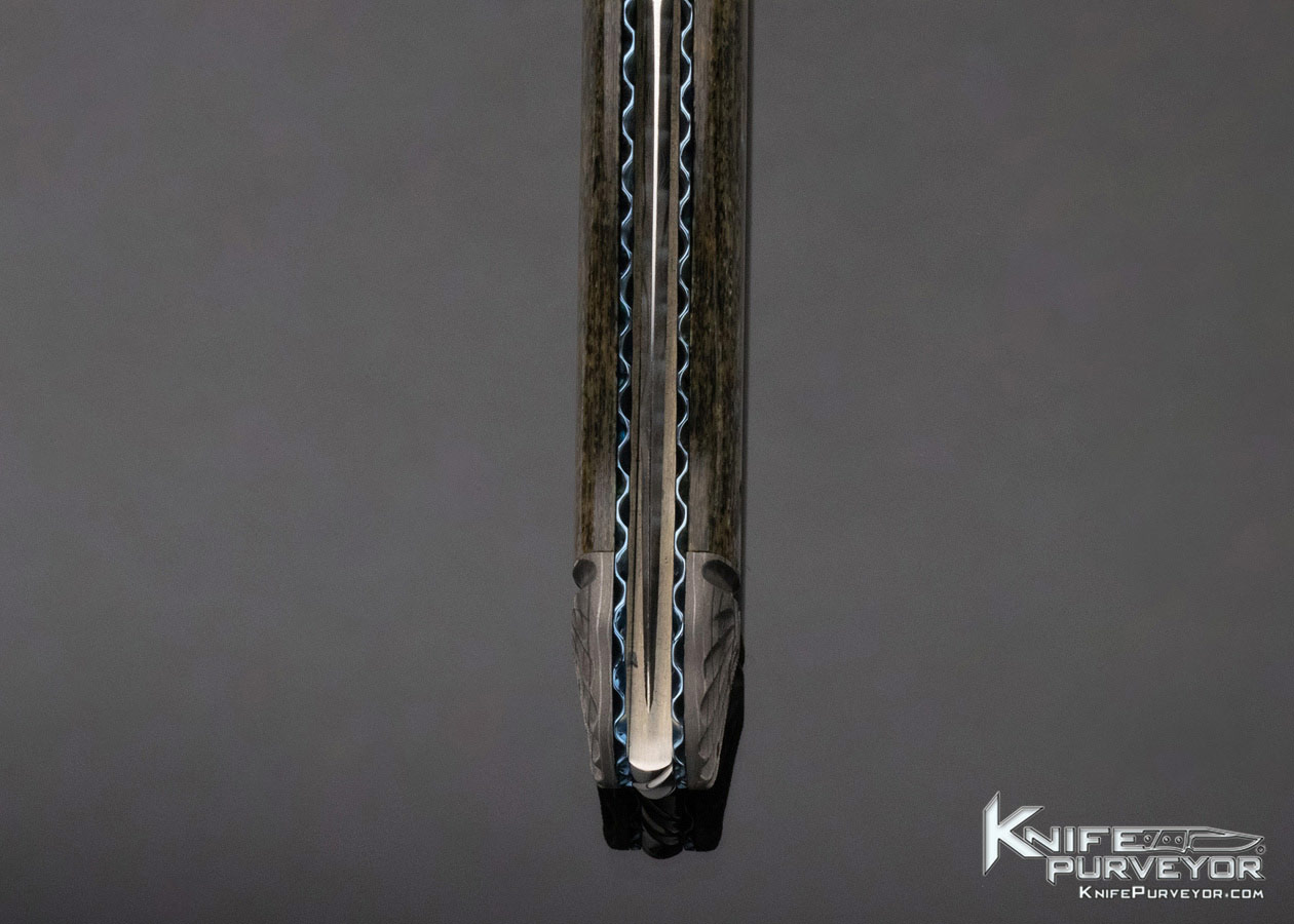 Phil Boguszewski Custom Knife Paua Shell & Raindrop Pattern Damascus Front Flipper Linerlock Dagger 13288